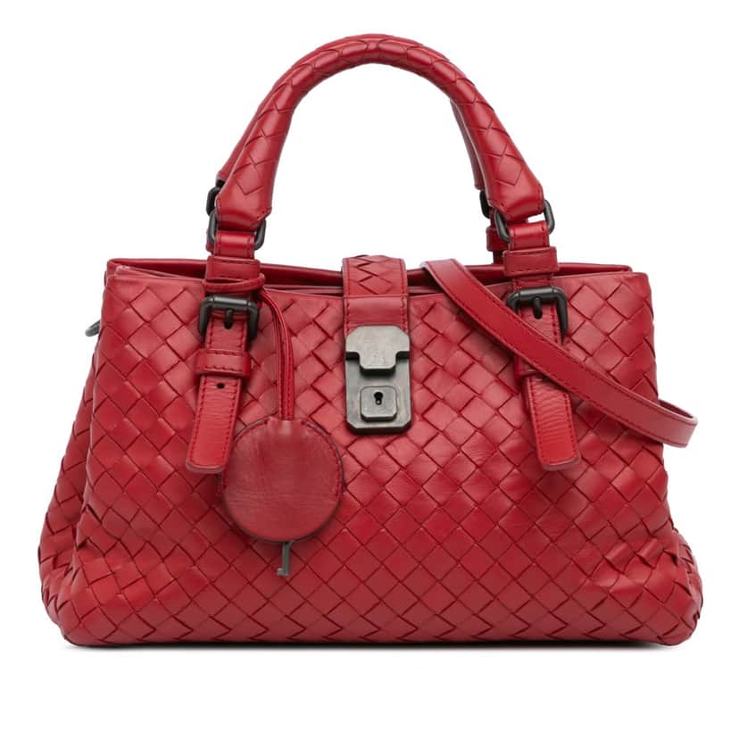Bottega Veneta Small Intrecciato Roma Red Leather Good condition - Front View