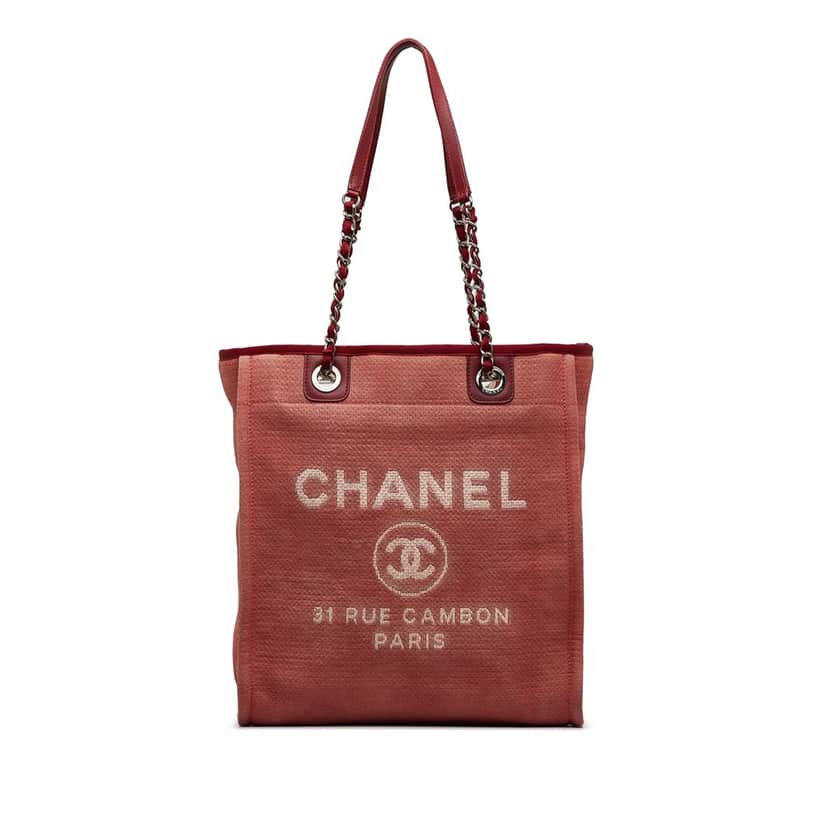 Chanel Mini Mixed Fibers Deauville Tote Red Canvas Good condition - Front View