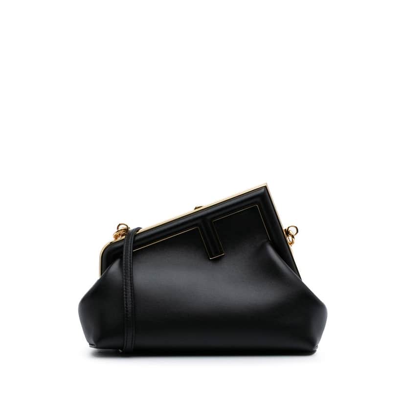 Fendi Small Nappa Fendi First Crossbody Black Leather Good condition - Front View