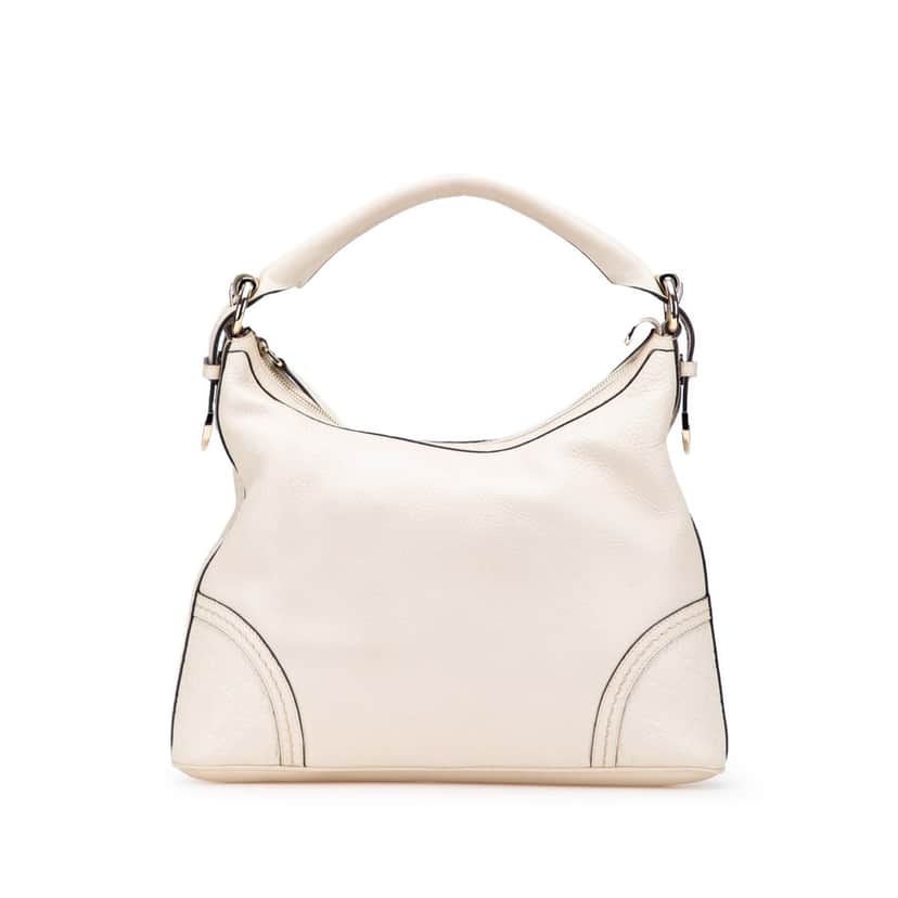 Gucci Pebbled Calfskin with Guccissima Trim Signoria Shoulder Bag White Leather Good condition - Front View