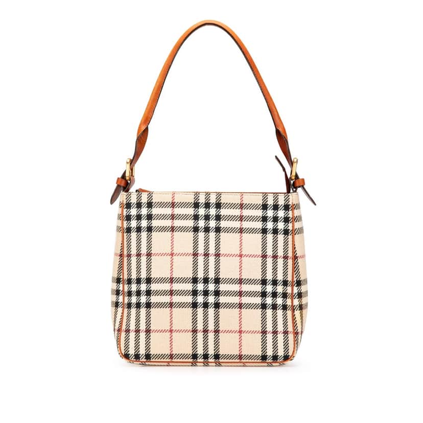 Burberry House Check Tweed Shoulder Bag Brown Tweed Good condition - Front View