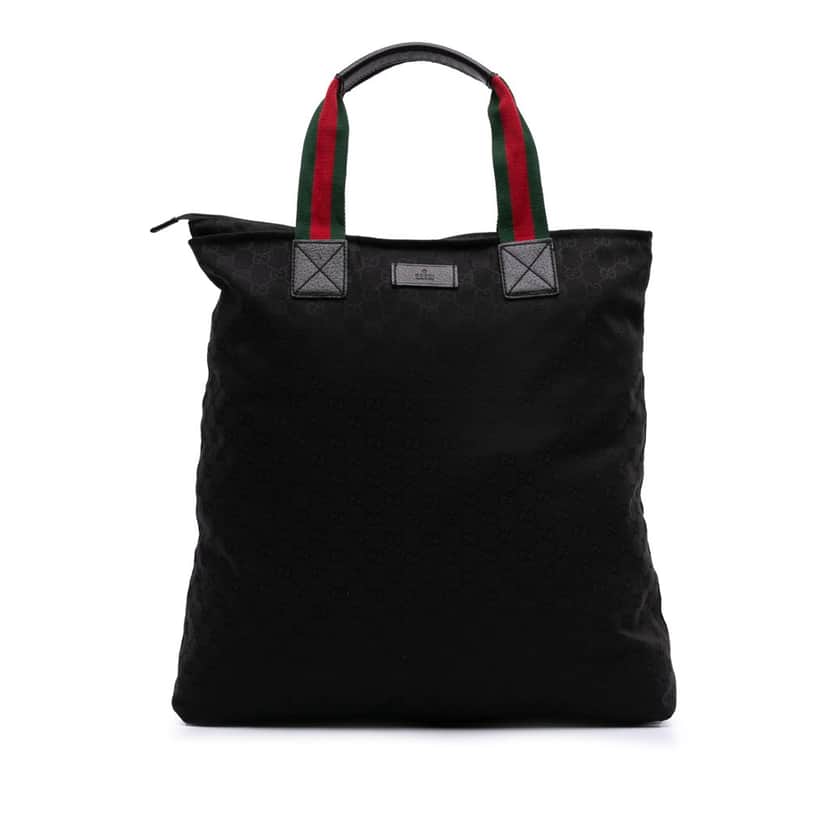 Gucci GG Canvas Web Tote Black Canvas Good condition - Front View