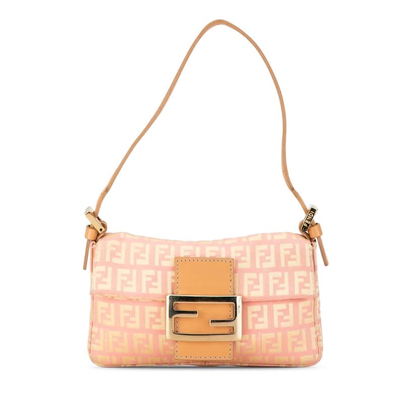 Fendi Mini Zucchino Canvas Baguette Pink Canvas Fair condition - Front View