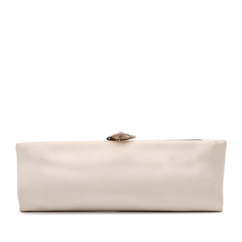Chanel Camellia Satin Clutch Brown Satin Good condition - Front View