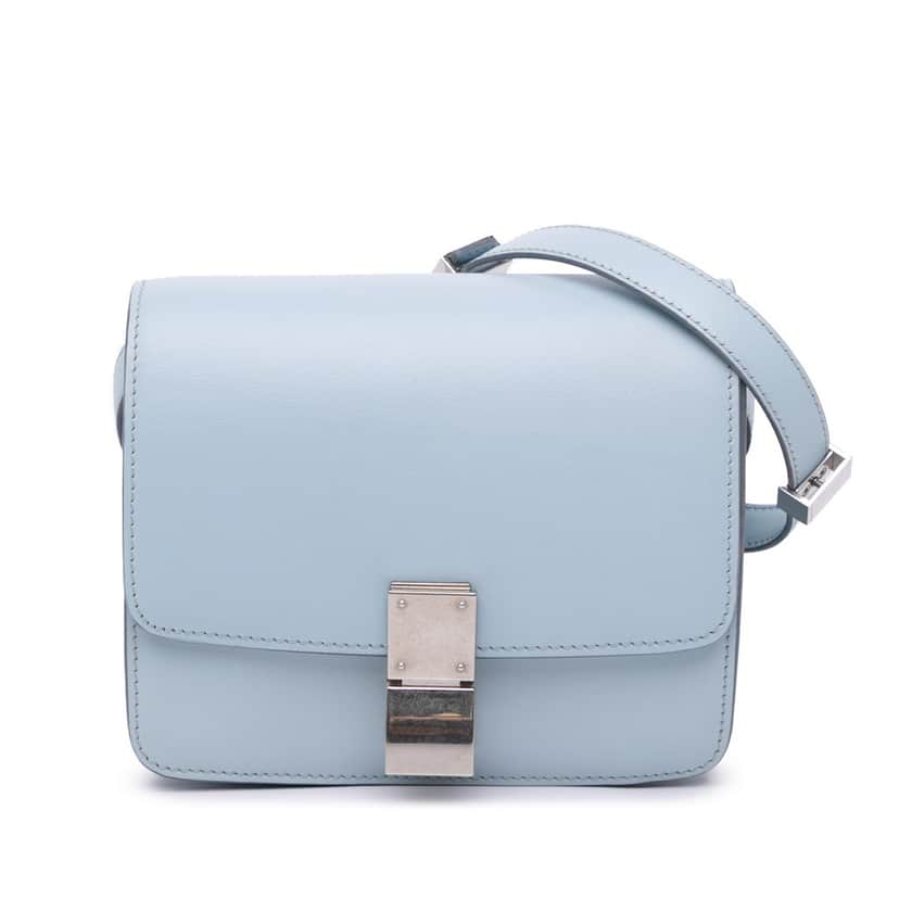 Celine Small Calfskin Classic Box Blue Leather Good condition - Front View