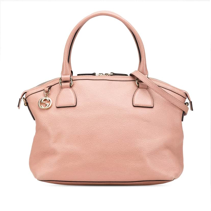 Gucci Medium Leather GG Charm Dome Satchel Pink Leather Very good condition - Front View