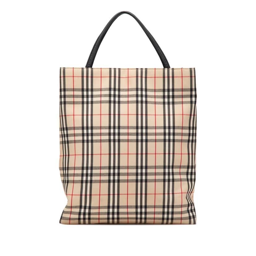 Burberry House Check Canvas Tote Brown Canvas Good condition - Front View