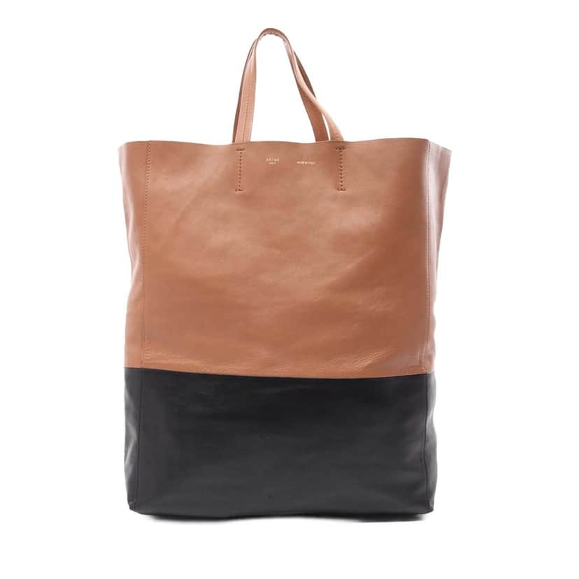 Celine Bicolor Leather Vertical Cabas Tote Brown Leather Good condition - Front View