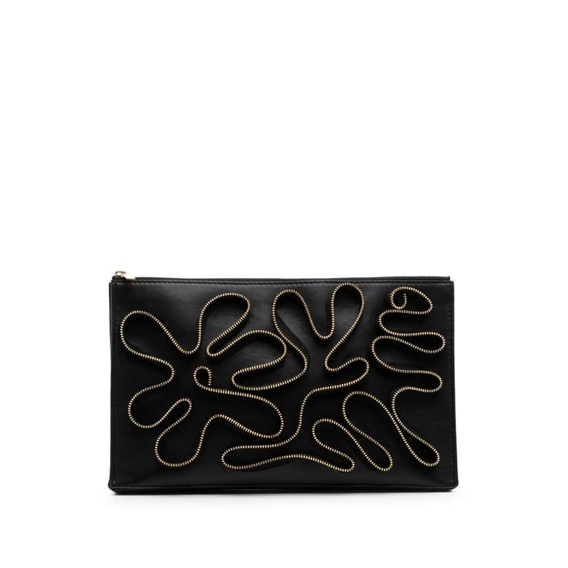 Stella Mccartney Faux Nappa Cavendish Zipper Clutch Black Polyester Good condition - Front View
