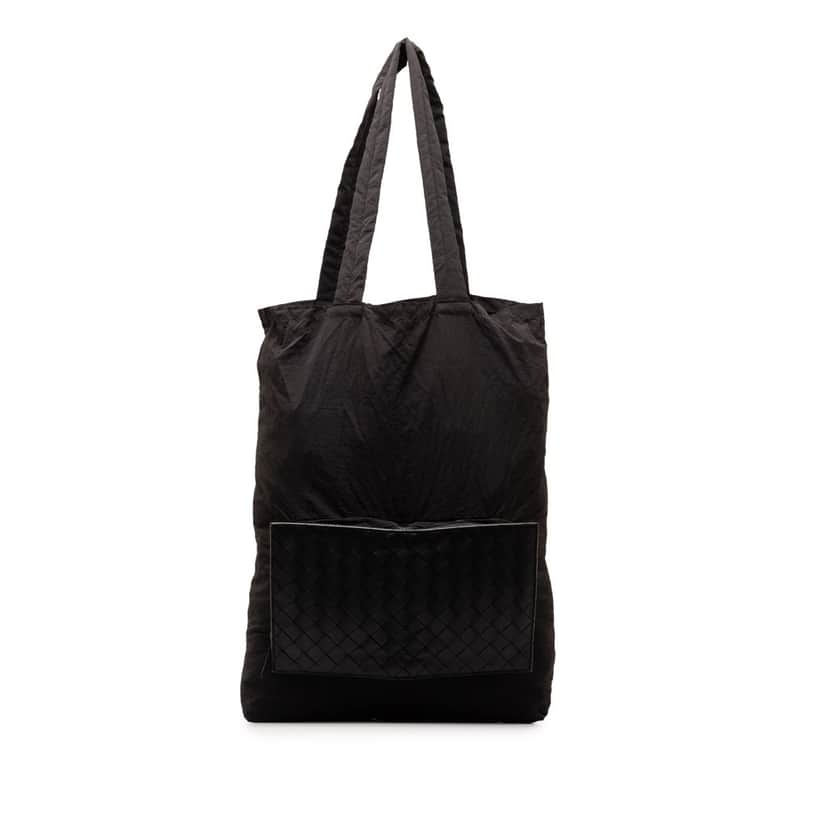 Bottega Veneta Intrecciato and Nylon Foldable Tote Black Good condition - Front View