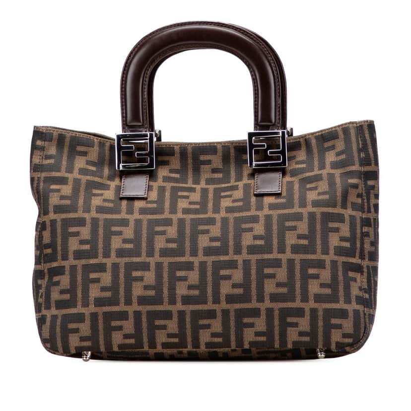 Fendi Small Zucca Canvas Twins Tote Brown Canvas Good condition - Front View