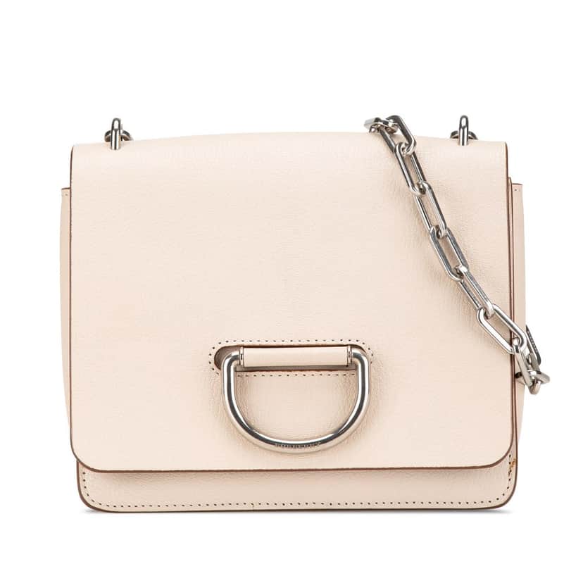 Burberry Goatskin Small D-Ring Shoulder Bag Brown Leather Good condition - Front View