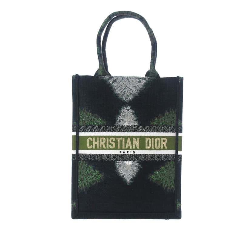 Dior Tie Dye Vertical Book Tote Green Canvas Very good condition - Front View