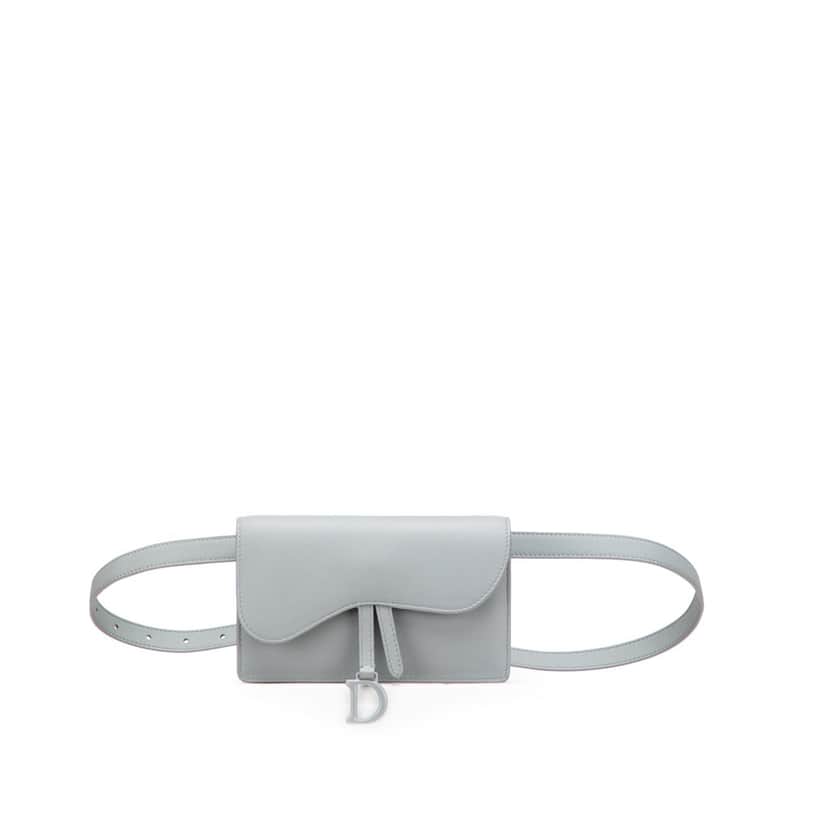Dior Leather Saddle Belt Pouch Grey Leather Good condition - Front View