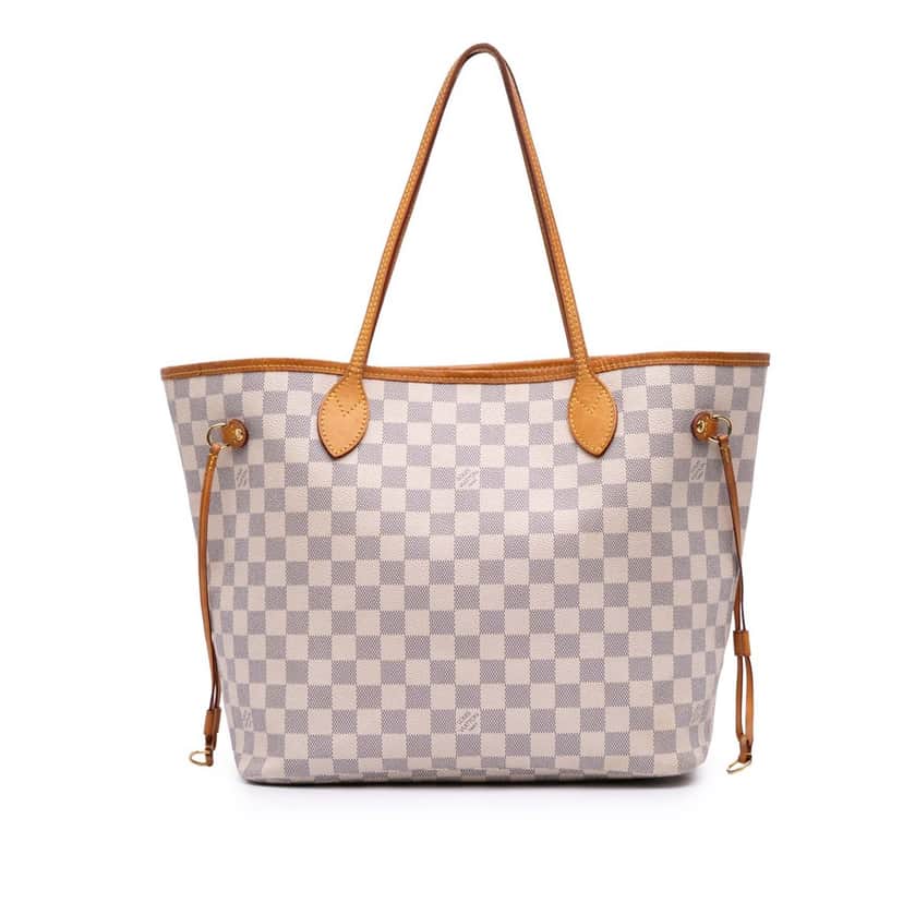 Louis Vuitton Damier Azur Neverfull MM White Canvas Good condition - Front View