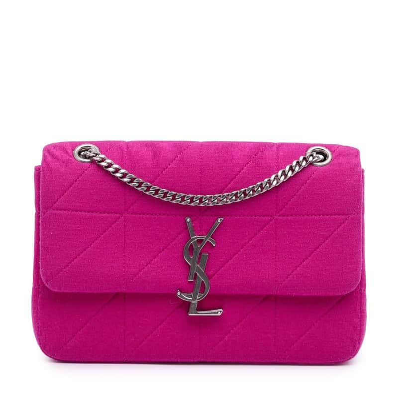 Saint Laurent Medium Jersey Wool Patchwork Jamie Crossbody Pink Wool Good condition - Front View