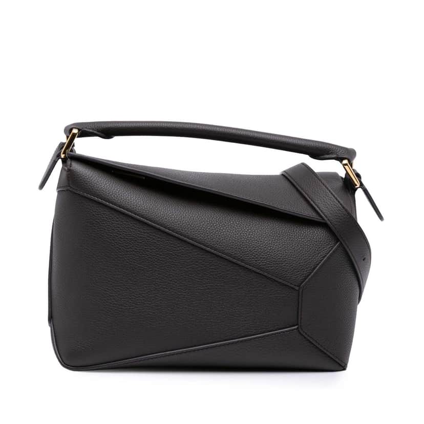 Loewe Small Calfskin Puzzle Edge Satchel Grey Leather Good condition - Front View