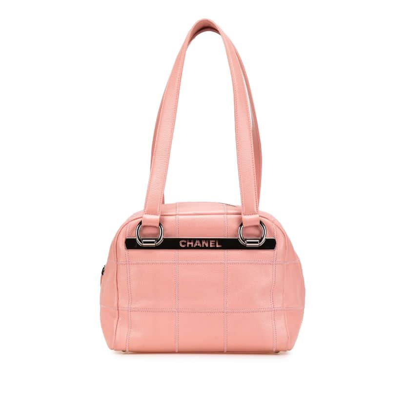 Chanel Small Choco Bar Caviar Shoulder Bag Pink Leather Good condition - Front View