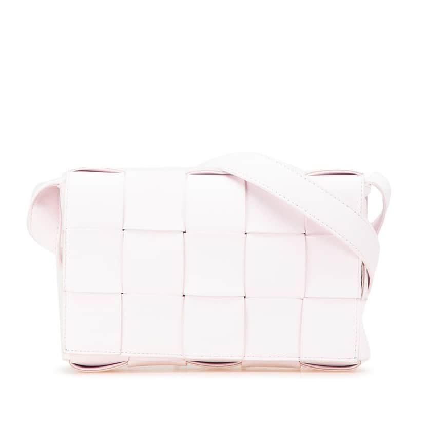 Bottega Veneta Nappa Intrecciato Cassette Crossbody Pink Leather Very good condition - Front View