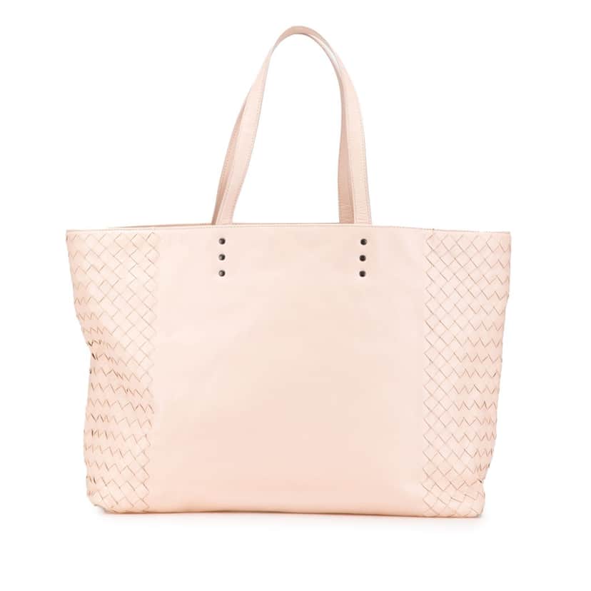 Bottega Veneta Leather Intrecciato Tote Pink Leather Good condition - Front View