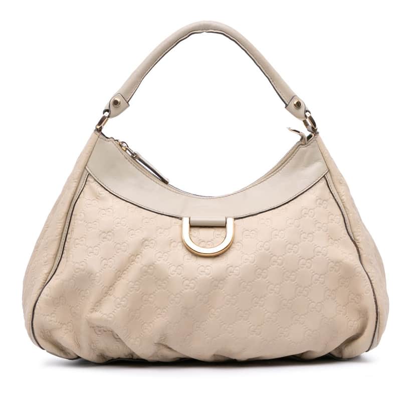 Gucci Guccissima Abbey D Ring Shoulder Bag White Leather Good condition - Front View