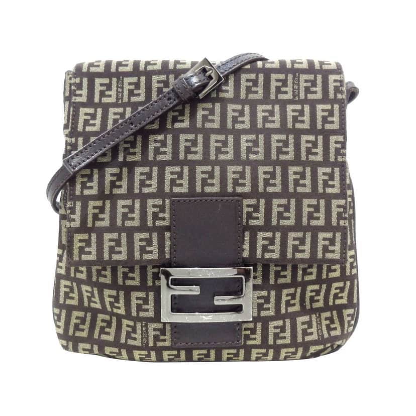 Fendi Zucchino Crossbody Brown Canvas Good condition - Front View