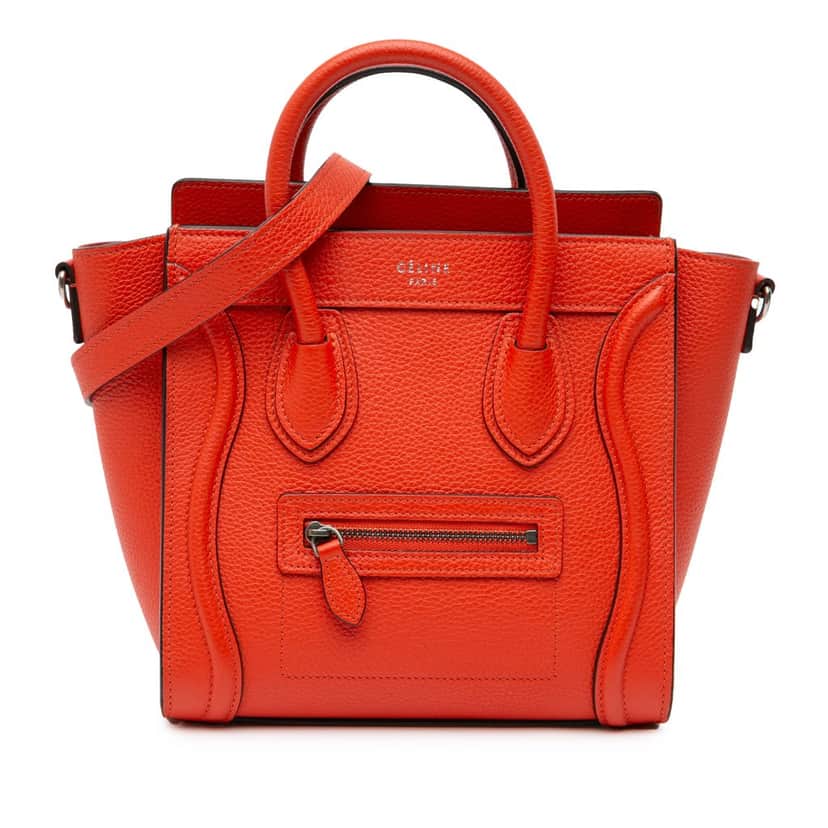 Celine Nano Leather Luggage Tote Orange Leather Good condition - Front View