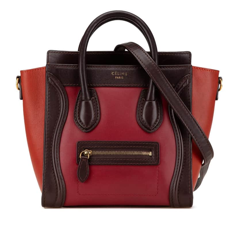 Celine Nano Tricolor Leather Luggage Tote Red Leather Good condition - Front View