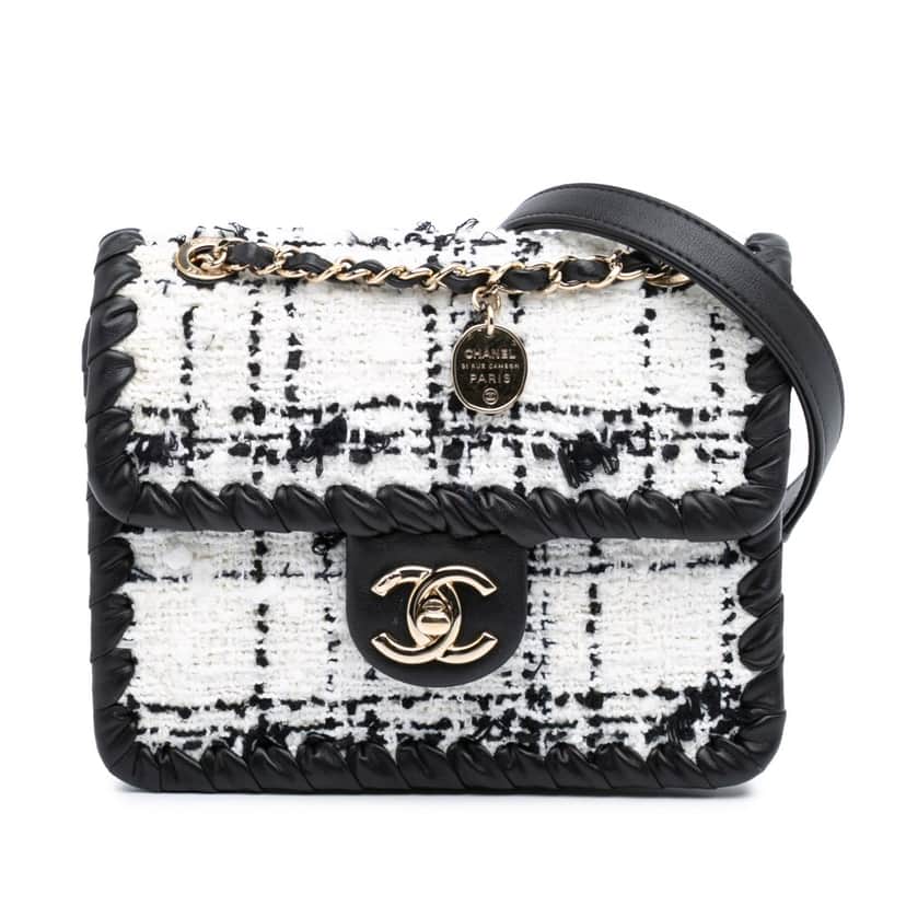 Chanel Mini Tweed My Own Frame Flap White Tweed Good condition - Front View