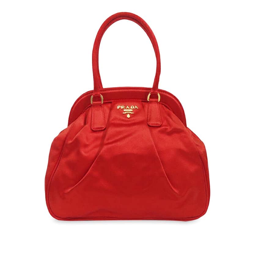 Prada Satin Frame Handbag Red Satin Good condition - Front View