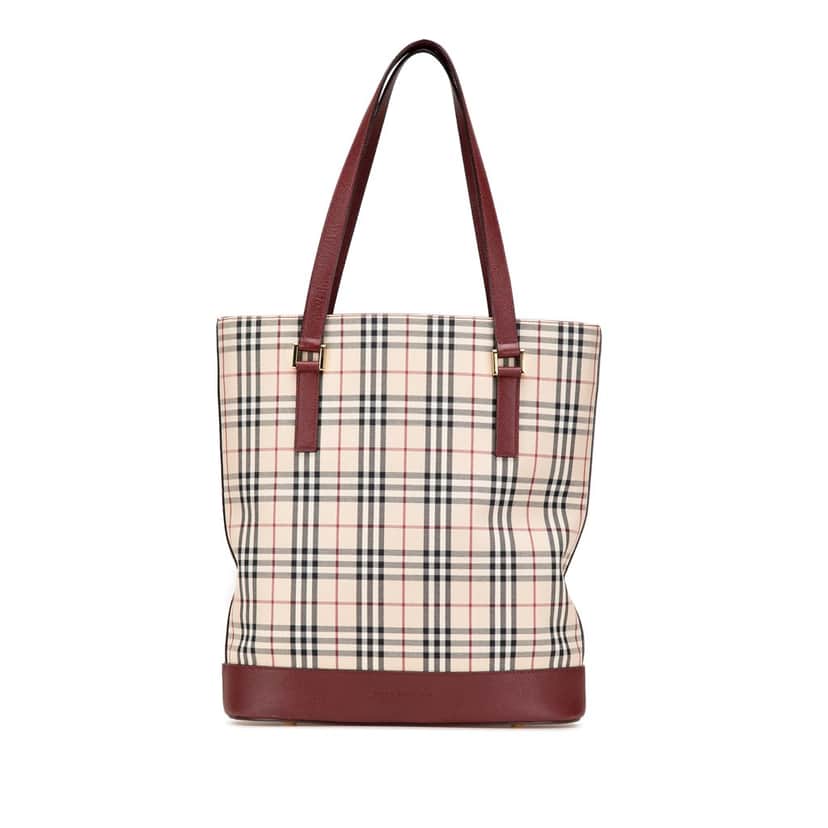 Burberry House Check Canvas Tote Brown Canvas Good condition - Front View
