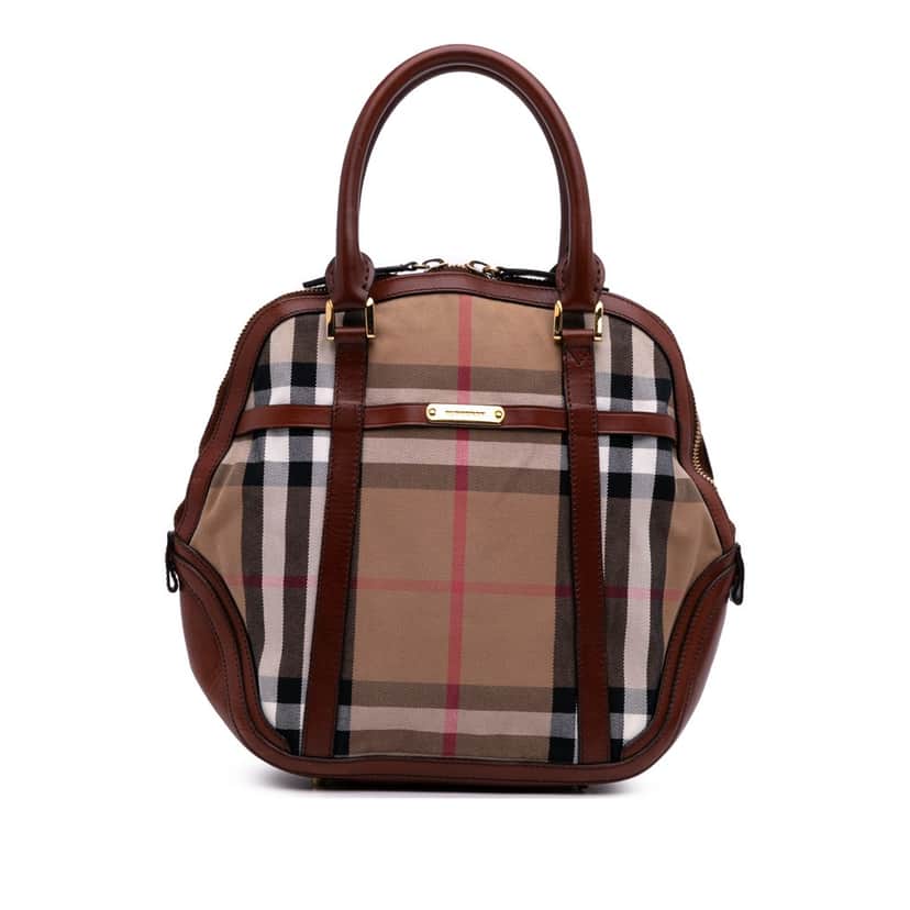 Burberry Medium House Check Canvas Bridle Orchard Handbag Brown Canvas Good condition - Front View