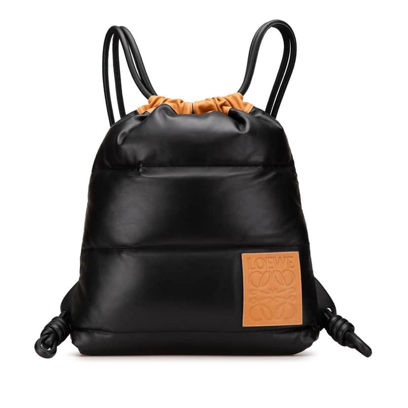 Loewe Nappa Yago Puffy Backpack Black Leather Good condition - Front View