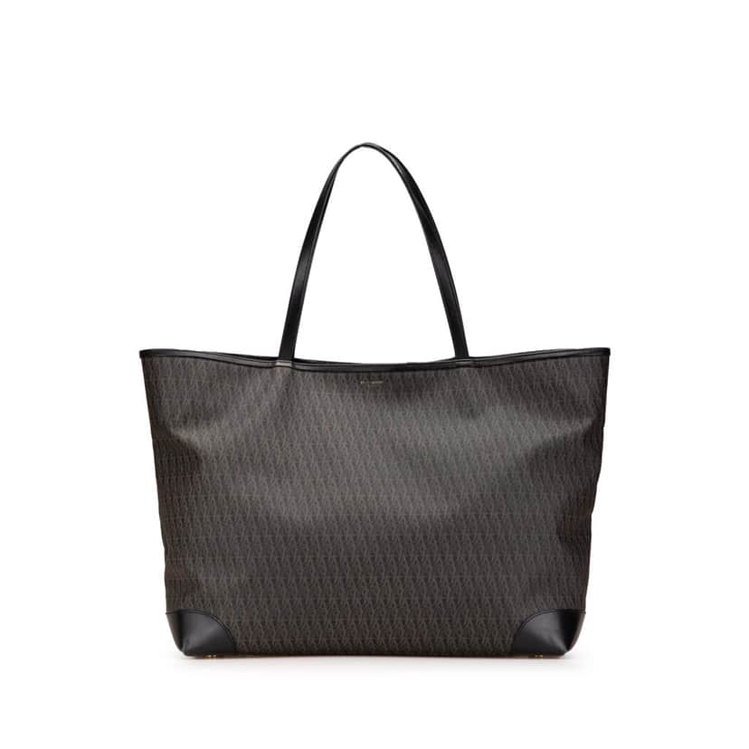 Saint Laurent Large Monogram Coated Canvas Tote Brown Canvas Good condition - Front View