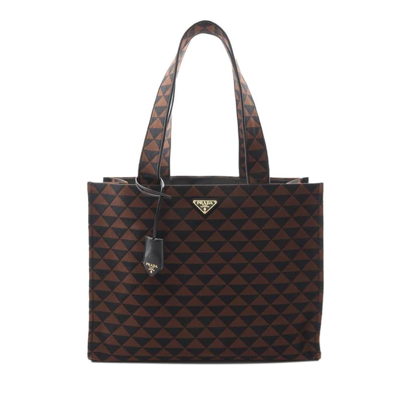 Prada Canvas Triangolo Symbole Shopping Tote Brown Canvas Very good condition - Front View