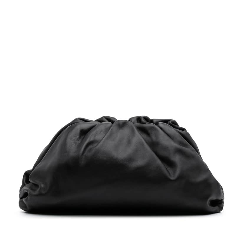 Bottega Veneta Lambskin The Pouch Black Leather Good condition - Front View