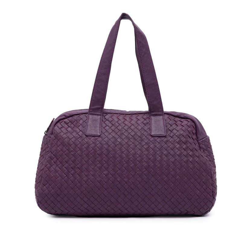 Bottega Veneta Nappa Intrecciato Shoulder Bag Purple Leather Very good condition - Front View