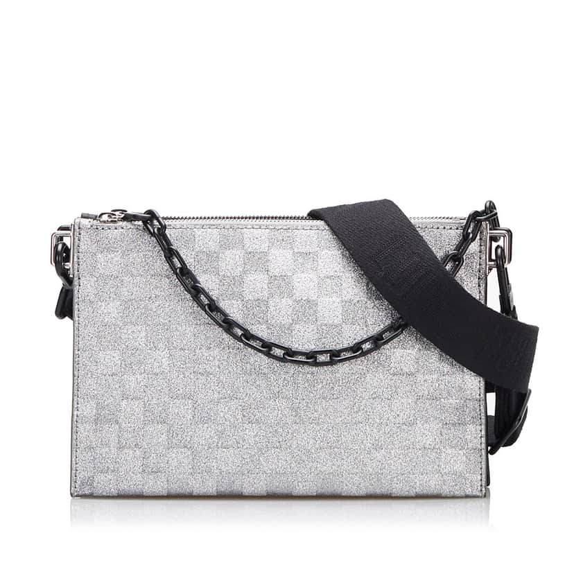 Louis Vuitton Damier Glitter Taurillon In The Loop Trio Pouch Black Leather Good condition - Front View