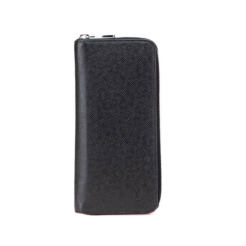 Louis Vuitton Taiga Zippy Vertical Long Wallet Black Leather Good condition - Front View