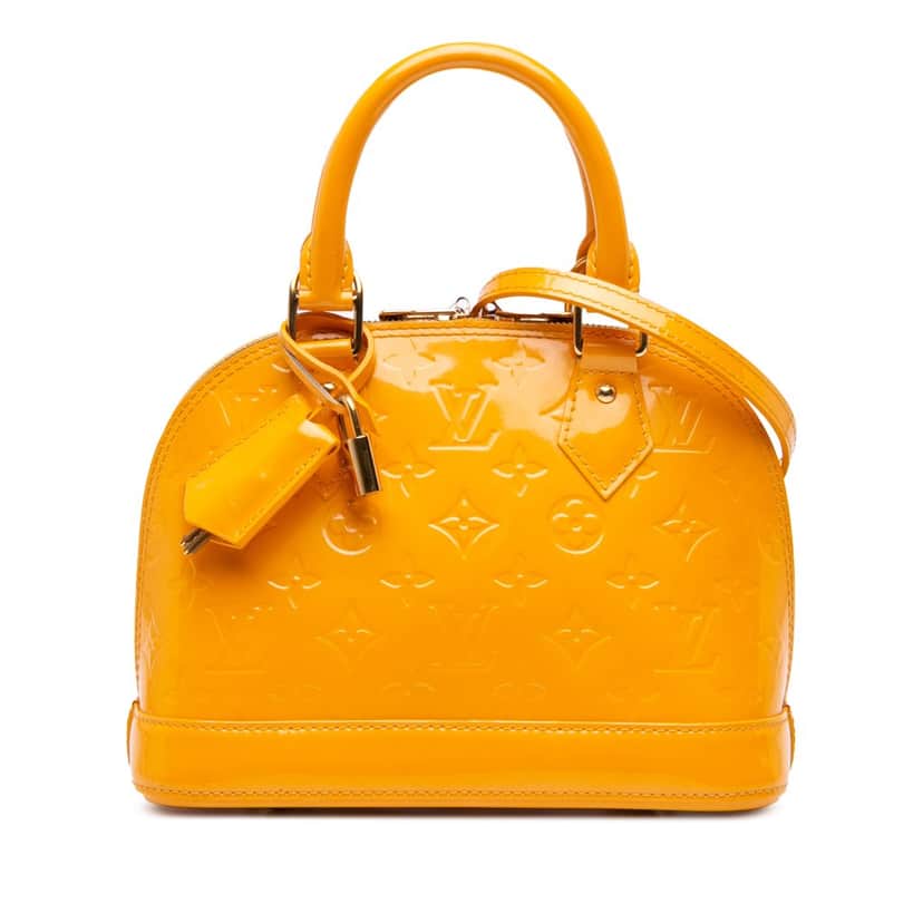 Louis Vuitton Monogram Vernis Alma BB Yellow Leather Fair condition - Front View