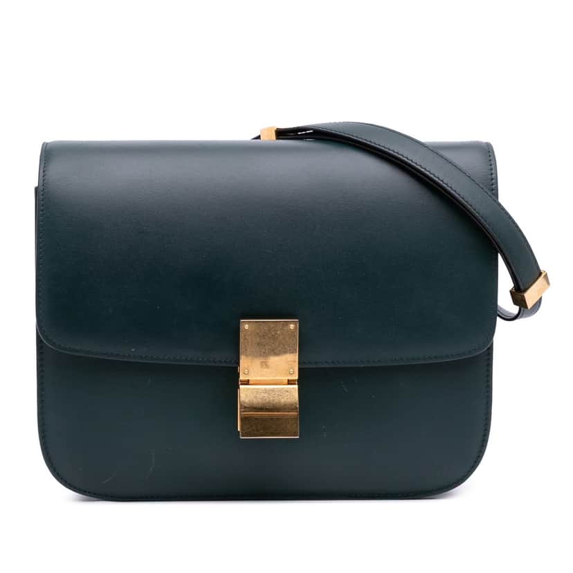 Celine Medium Calfskin Classic Box Green Leather Good condition - Front View