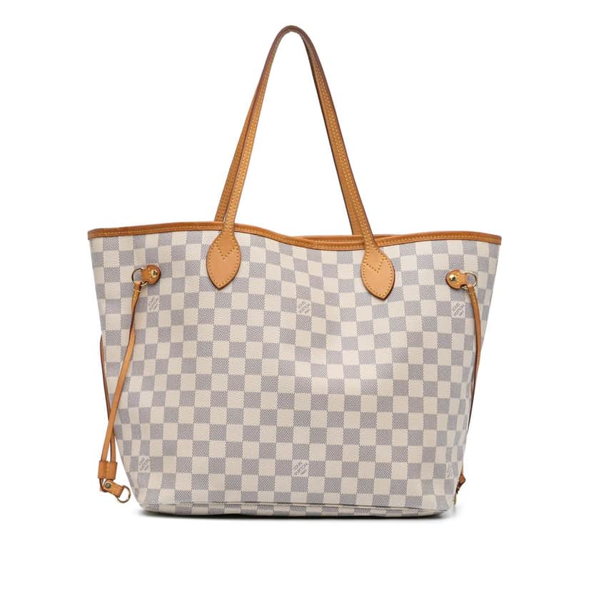 Louis Vuitton Damier Azur Neverfull MM White Canvas Good condition - Front View