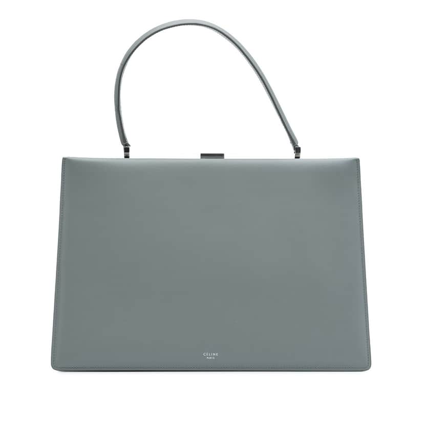 Celine Medium Calfskin Clasp Handbag Grey Leather Good condition - Front View