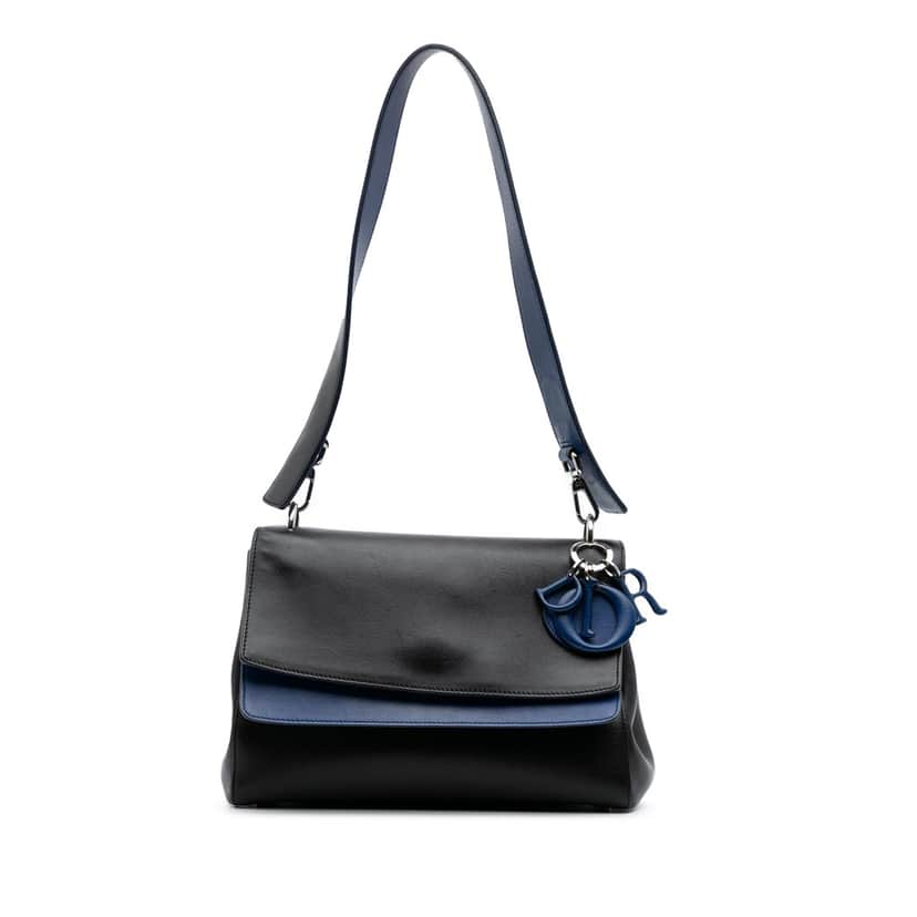 Dior Medium Calfskin Be Dior Double Flap Black Leather Good condition - Front View
