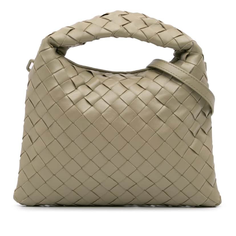 Bottega Veneta Mini Calfskin Intrecciato Hop Satchel Brown Leather Good condition - Front View
