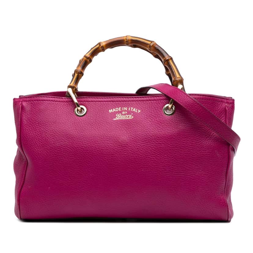 Gucci Medium Calfskin Bamboo Shopper Satchel Pink Leather Good condition - Front View