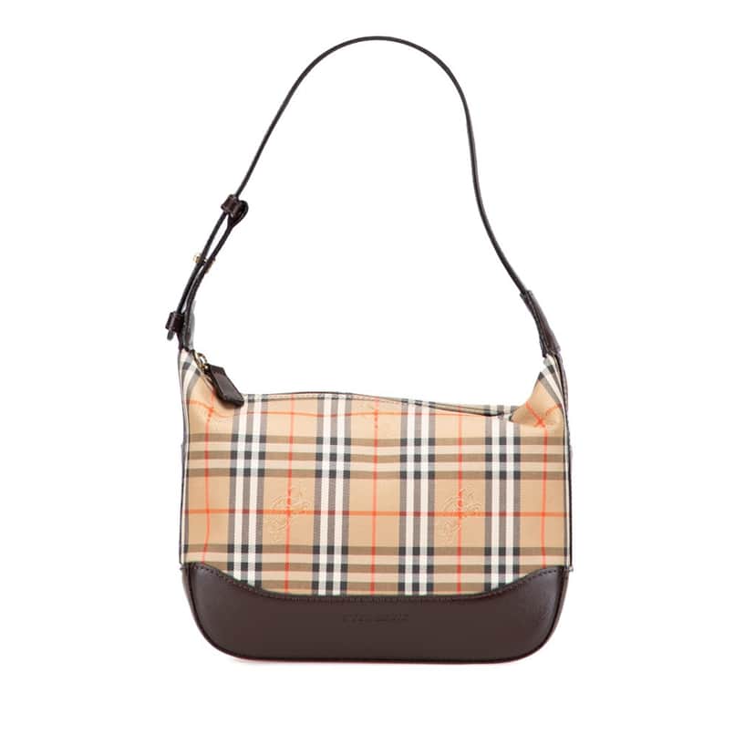Burberry Haymarket Check Canvas Shoulder Bag Brown Canvas Good condition - Front View
