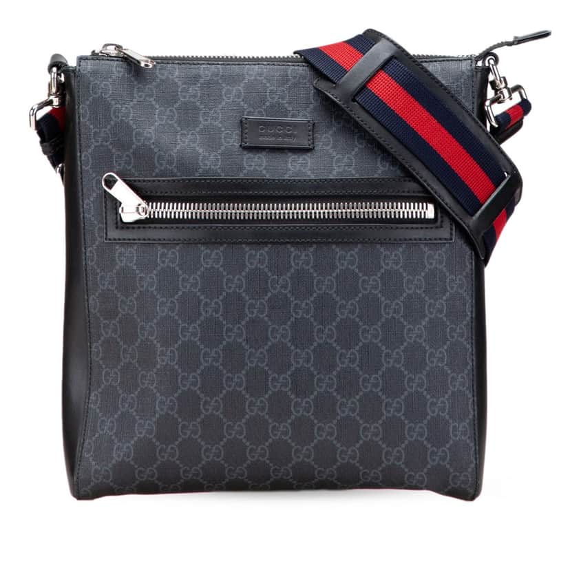 Gucci Medium GG Supreme Web Crossbody Black Canvas Good condition - Front View