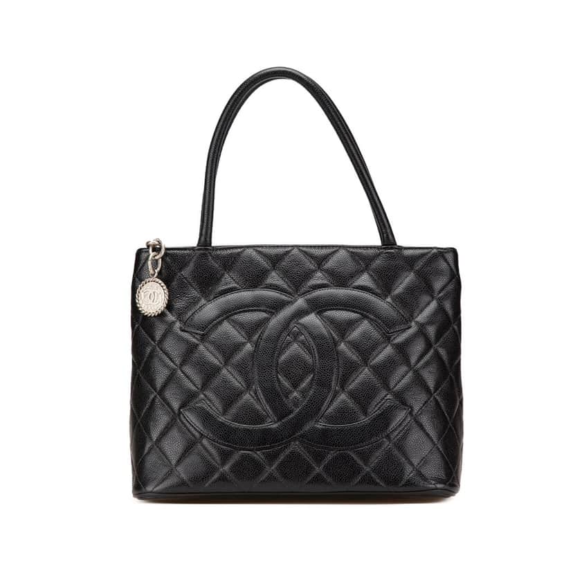 Chanel Caviar Medallion Tote Black Leather Good condition - Front View