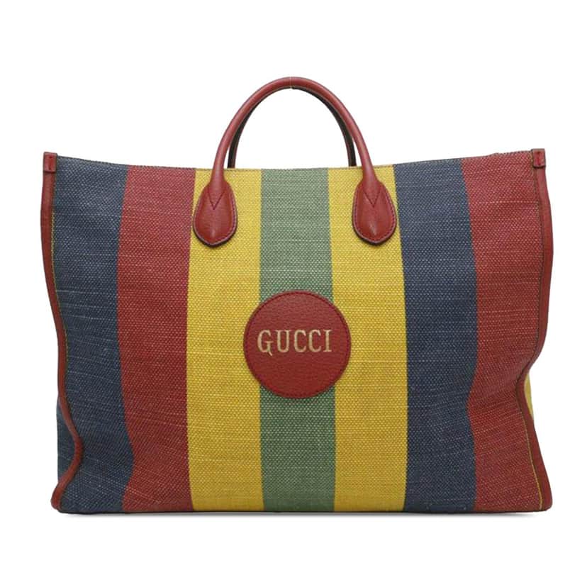 Gucci Baiadera Stripe Canvas Convertible Tote Red Canvas Good condition - Front View